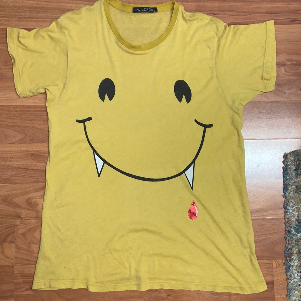 Wildfox Halloween Vampire Happy Face Short Sleeve Shirt